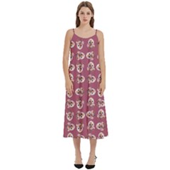 Whimsy Chickens Pattern Casual Spaghetti Strap Midi Dress by dflcprintsclothing