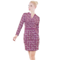 Whimsy Chickens Pattern Button Long Sleeve Dress by dflcprintsclothing