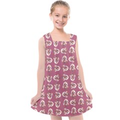 Whimsy Chickens Pattern Kids  Cross Back Dress by dflcprintsclothing