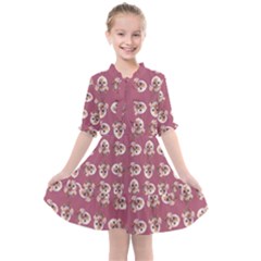 Whimsy Chickens Pattern Kids  All Frills Chiffon Dress by dflcprintsclothing