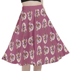 Whimsy Chickens Pattern A-line Full Circle Midi Skirt With Pocket by dflcprintsclothing