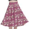 Whimsy Chickens Pattern A-Line Full Circle Midi Skirt With Pocket View1