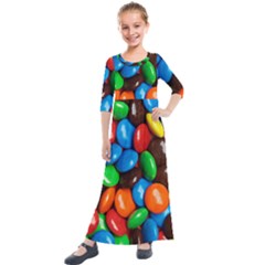 Colorful Candy Background, Close-up Kids  Quarter Sleeve Maxi Dress by kyorashop23