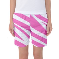 White Pink Stripes, Pattern Women s Basketball Shorts by kyorashop23