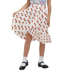 Kawaii Pumpkin Patt White Kids  Ruffle Flared Wrap Midi Skirt by snowwhitegirl