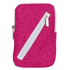 Pink Abstract Crimson Triangle Belt Pouch Bag (small) by Posterlux