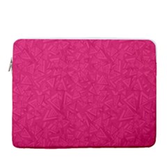 Pink Abstract Crimson Triangle 15  Vertical Laptop Sleeve Case With Pocket