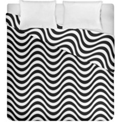 Black White Wave Pattern Wavy Water Seamless Duvet Cover Double Side (king Size)