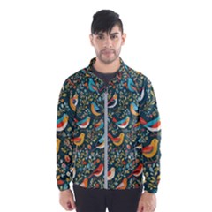 Birds Pattern Flowers Whimsical Men s Windbreaker by Salmanaz77