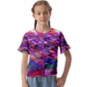 Wave Lines Pattern Abstract Kids  Cuff Sleeve Scrunch Bottom T-Shirt View1