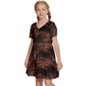 Brown Wool Texture Kids  Short Sleeve Tiered Mini Dress View2