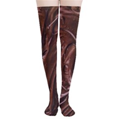 Chocolate Texture, Dark Chocolate Background Thigh High Stockings