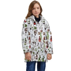 Bottle Chic Print Patterns Kids  Hooded Longline Puffer Jacket by BellaVistaTshirt02