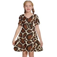 Giraffe Texture, Macro Kids  Short Sleeve Tiered Mini Dress by kyorashop23