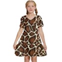 Giraffe Texture, Macro Kids  Short Sleeve Tiered Mini Dress View1