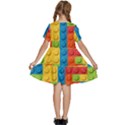 Lego Bricks, Colorful Dots Background Kids  Short Sleeve Tiered Mini Dress View4