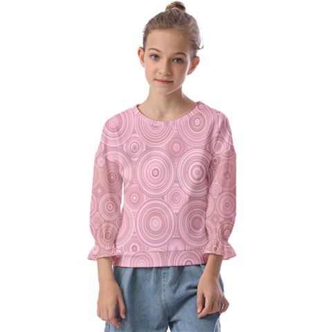 Pink Retro Texture With Circles, Retro Circles Background, Kids  Cuff Sleeve Top by kyorashop23