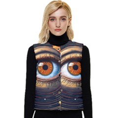 Eye Of The Universe (ai) Women s Button Up Puffer Vest by dflcprintsclothing