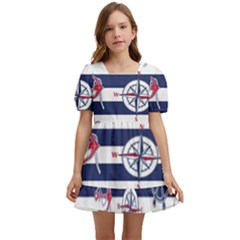 Seamless Marine Pattern Kids  Short Sleeve Dolly Dress by Ket1n9