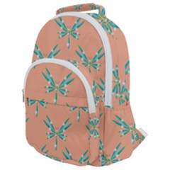 Turquoise Dragonfly Insect Paper Rounded Multi Pocket Backpack by anzea