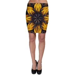 Yellow Flower Pattern Leaves Bodycon Skirt by Maspions