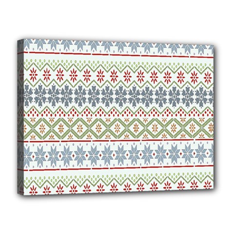 Christmas Star Flower Red Blue Canvas 16  X 12  (stretched) by anzea