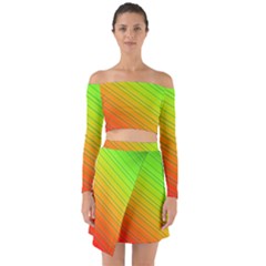 Orange Green Gradient Hunter Off Shoulder Top With Skirt Set by Dutashop