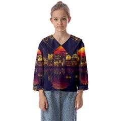 Abstract City Retro Sunset Night Kids  Sailor Shirt by Bedest