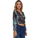 Abstract Colorful Texture Long Sleeve V-Neck Top View3