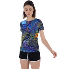 Psychedelic Digital Art Artwork Landscape Colorful Back Circle Cutout Sports T-shirt by Bedest
