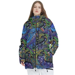 Psychedelic Digital Art Artwork Landscape Colorful Women s Multi Pockets Zip Ski And Snowboard Waterproof Breathable Jacket by Bedest