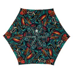 Vintage Tattoos Colorful Seamless Pattern Automatic Folding Umbrella With Case (small)