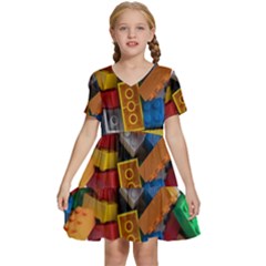 Lego, Toy Block, Colorfulness, Kids Kids  Short Sleeve Tiered Mini Dress by kyorashop23