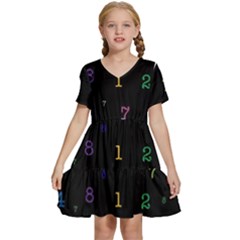 Numbers, Math, Keyboard Kids  Short Sleeve Tiered Mini Dress by kyorashop23