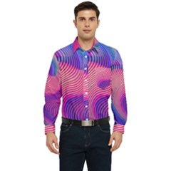 Swirl Twirl Design Pattern Purple Men s Long Sleeve Pocket Shirt 