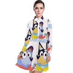 Bluey Long Sleeve Chiffon Shirt Dress by avitendut