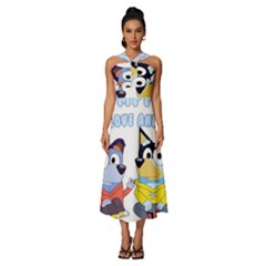 Bluey Sleeveless Cross Front Cocktail Midi Chiffon Dress by avitendut