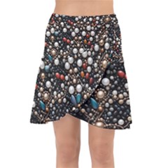 Pearls And Stones Wrap Front Skirt by dedoma