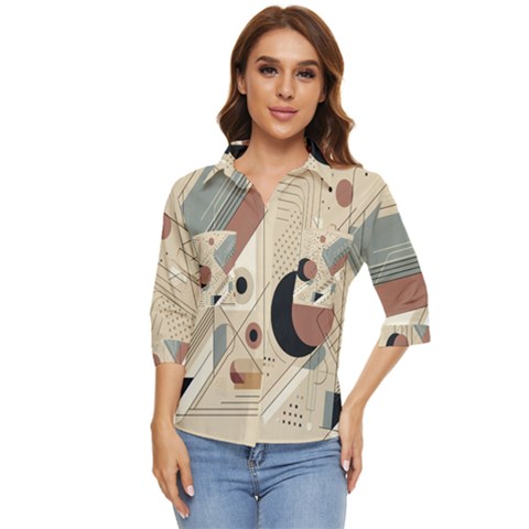 Boho Abstract Architecture Women s Quarter Sleeve Pocket Shirt by Bedest