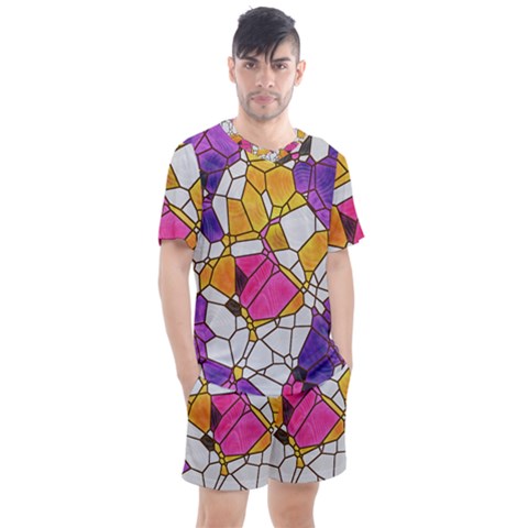 Architecture Glass Abstract Pattern Men s Mesh T-shirt And Shorts Set by Bedest