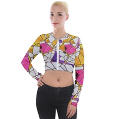 Architecture Glass Abstract Pattern Long Sleeve Cropped Velvet Jacket by Bedest