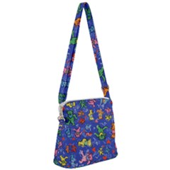 Grateful Dead Dancing Bears Pattern Zipper Messenger Bag by Salmanaz77