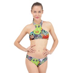 Supersonic Monster Mash High Neck Bikini Set by chellerayartisans