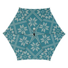 Blue Winter Knitted Texture, Blue Winter Background, Knitted Texture Automatic Folding Umbrella With Case (small)