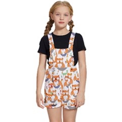 Cute Colorful Owl Cartoon Seamless Pattern Kids  Short Overalls by Apen