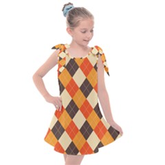 Halloween Argyle Pattern  Kids  Tie Up Tunic Dress by Safari