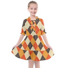 Halloween Argyle Pattern  Kids  All Frills Chiffon Dress by Safari