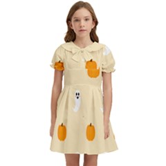 Pumpkin And Boo Crew Halloween  Kids  Bow Tie Puff Sleeve Dress by Safari