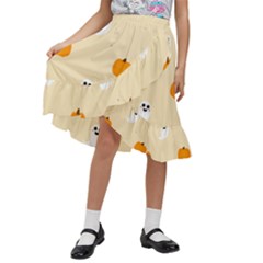 Pumpkin And Boo Crew Halloween  Kids  Ruffle Flared Wrap Midi Skirt by Safari