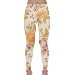 Peony Flower Pattern Background Lightweight Velour Classic Yoga Leggings by Grandong